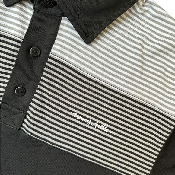 Men’s Travis Mathew Black Gray Dri-Fit Golf Polo Shirt Size Medium - Picture 5 of 5